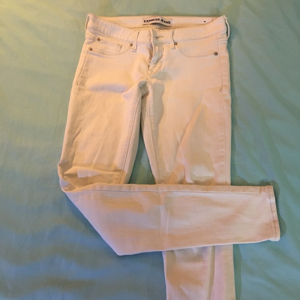Express Stella low-rise white skinny jeans